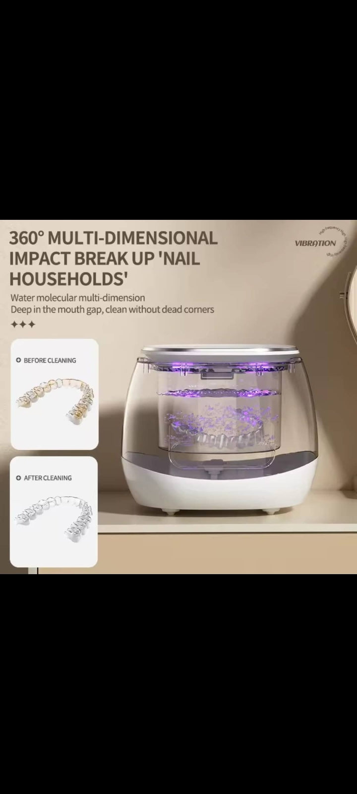 Xiaomi Dental Braces Dentures Ultrasonic Cleaner Uv Disinfection Small Stainless Steel Inner Groove Cleaner Cleaning Machine