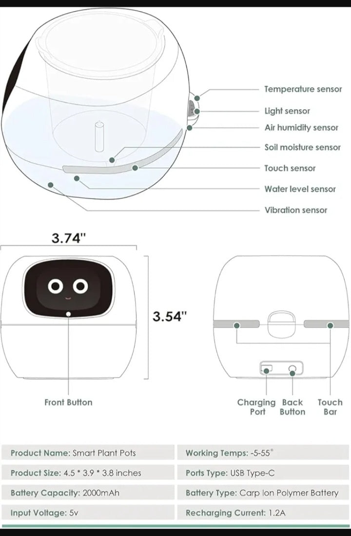 Tuya Ivy Smart Planter, Endless Fun Over 49 Rich Expressions, 7 Smart Sensors, AI Chips Make Raising Plants Easy and Fun