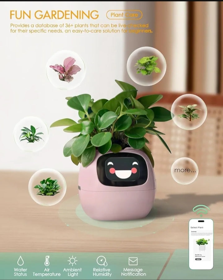 Tuya Ivy Smart Planter, Endless Fun Over 49 Rich Expressions, 7 Smart Sensors, AI Chips Make Raising Plants Easy and Fun